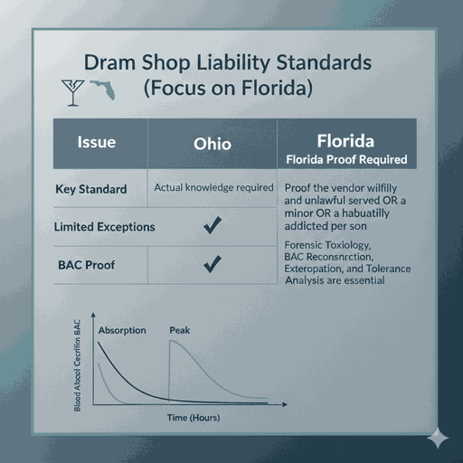 Three phases of alcohol toxicokinetics (Absorption, Peak, Elimination)